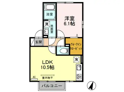 ショコラヴィレッタ(1LDK/2階)の間取り写真
