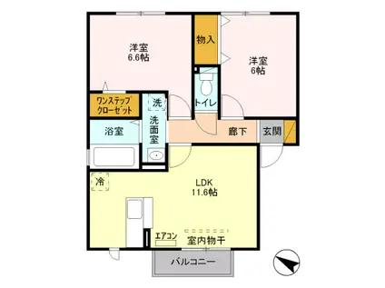 フェリーチェD(2LDK/2階)の間取り写真