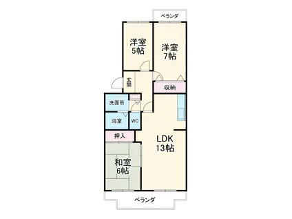 ヴェルデュール八事(3LDK/3階)の間取り写真