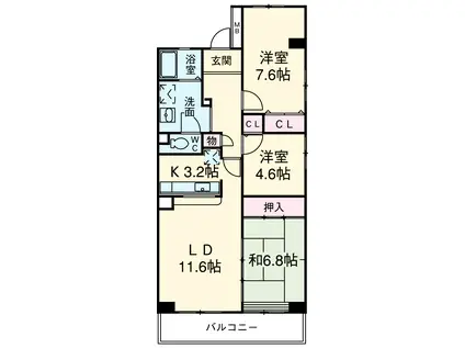 コーポレート浦和中島1号棟(3LDK/2階)の間取り写真