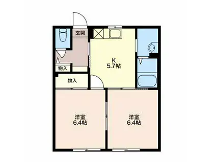 ストロベリー(2DK/1階)の間取り写真