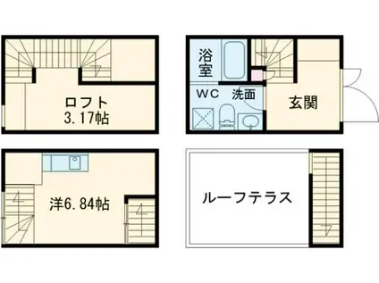 ガレット空港前2(1K/1階)の間取り写真