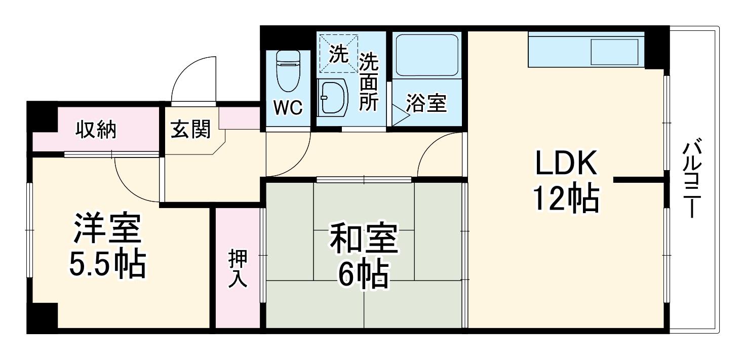 シャトー汐路(2LDK/2階)の間取り写真