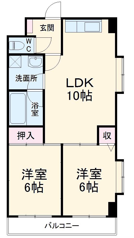 グランドール東寺尾(2LDK/2階)の間取り写真