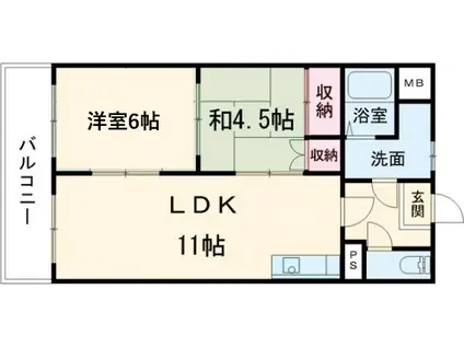TIマンション瑞穂(2LDK/2階)の間取り写真