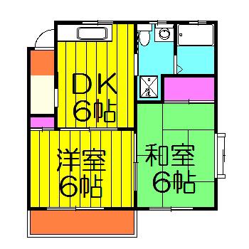 サカエハイツ(2DK/2階)の間取り写真
