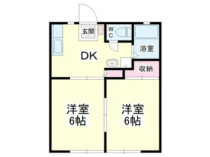 サンビレッジOGASA D棟(2DK/2階)の間取り写真