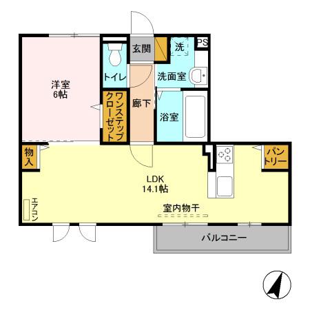 コントレール(1LDK/3階)の間取り写真