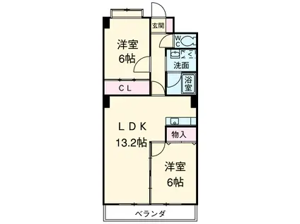 御幸レジデンス(2LDK/4階)の間取り写真