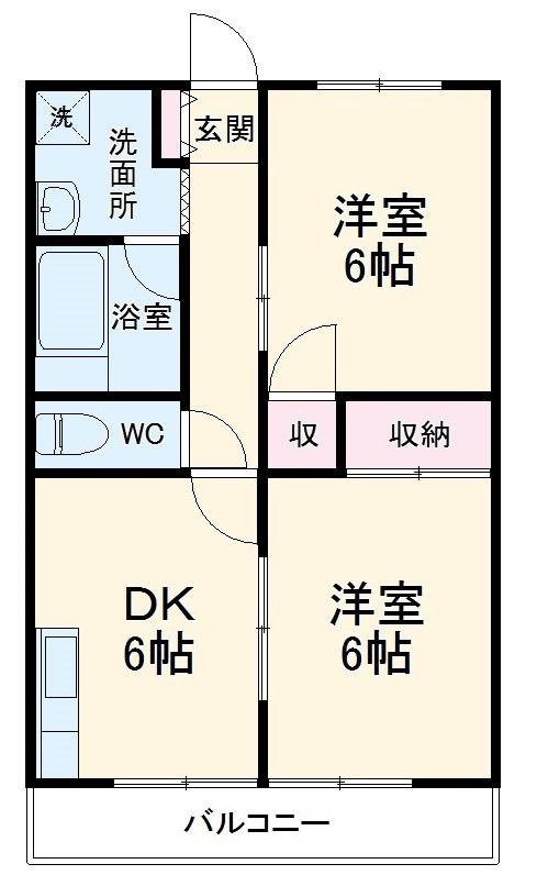 コーポラス高塚(2DK/3階)の間取り写真