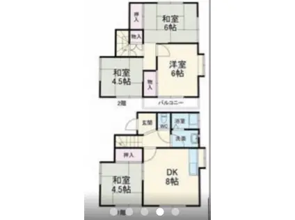 東武鉄道日光線 杉戸高野台駅 徒歩56分 2階建 築38年(4DK)の間取り写真