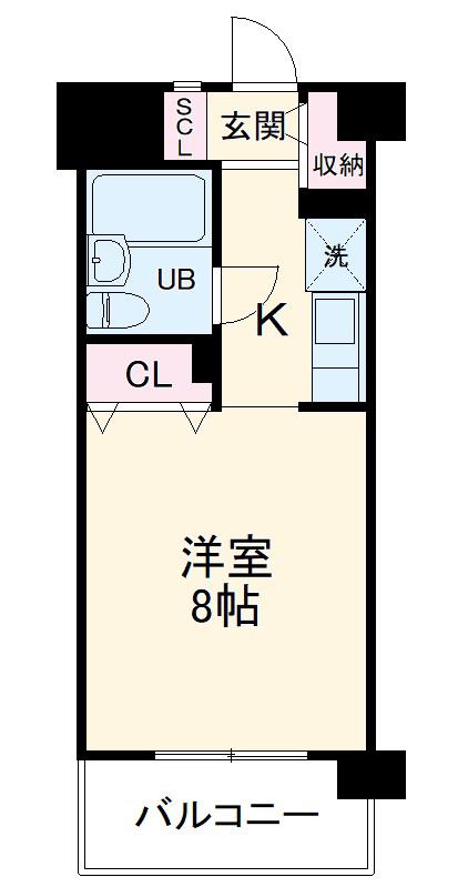 ミレニアム北浦和A棟(ワンルーム/2階)の間取り写真