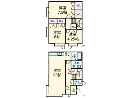 京浜東北・根岸線 鶴見駅 バス乗車時間：12分 寺尾中学入口バス停で下車 徒歩4分 2階建 築36年(3LDK)の間取り写真