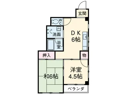 オリーブハイツ(2DK/4階)の間取り写真