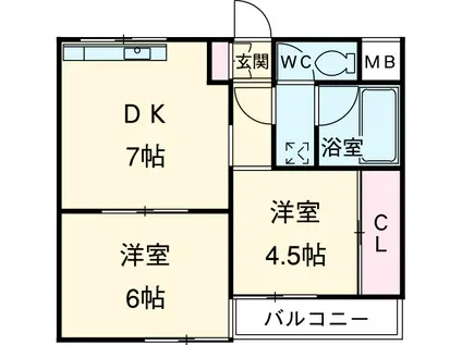 レジデンス・コジマ(2DK/2階)の間取り写真