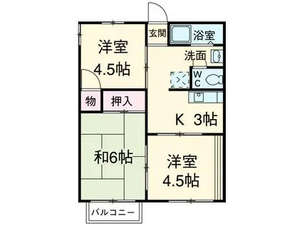 ハイツ岩西(3K/1階)の間取り写真
