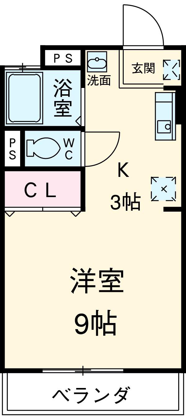ハイツ清水Ⅱ(1K/1階)の間取り写真