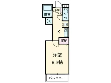 WHITE HILLS名高(1K/3階)の間取り写真