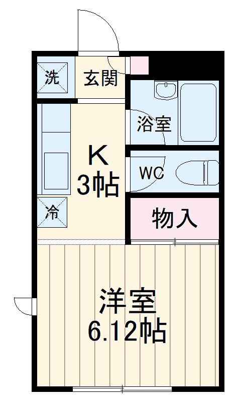 ボヌール茅ヶ崎(1K/1階)の間取り写真