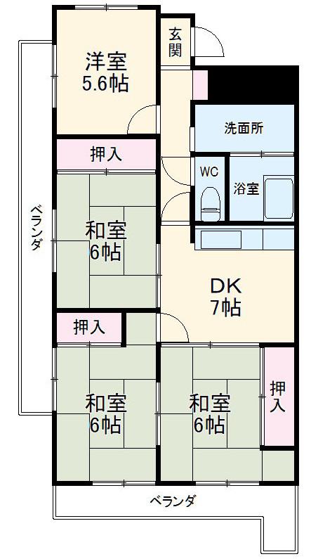 田村マンションB(4DK/3階)の間取り写真