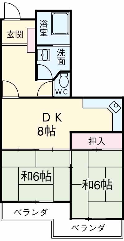 田村マンションB(2DK/3階)の間取り写真