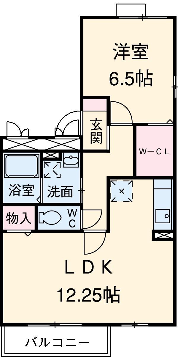カーサフェリーチェⅡ(1LDK/2階)の間取り写真