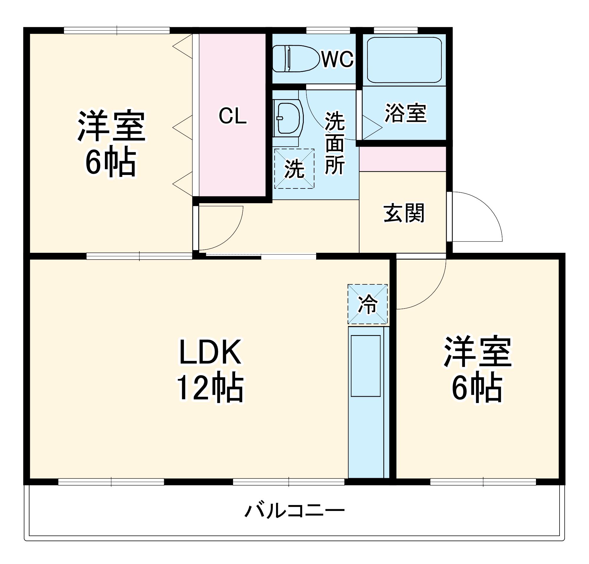 サンメモリーⅠ(2LDK/1階)の間取り写真