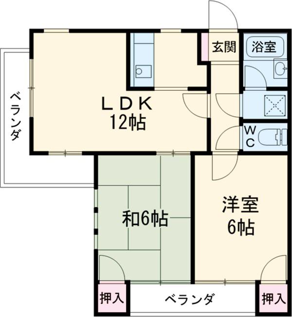 ロイヤル長草(2LDK/4階)の間取り写真