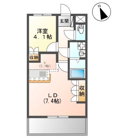 サザンクロスA(1LDK/2階)の間取り写真
