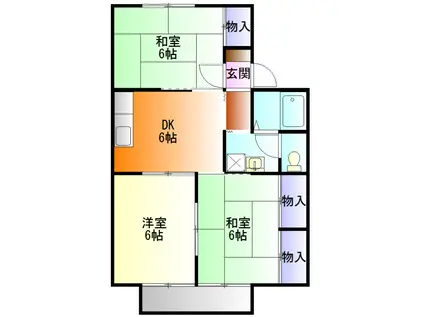 コスモシティ(3LDK/2階)の間取り写真