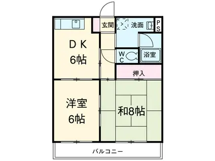 オズハウス3(2DK/1階)の間取り写真
