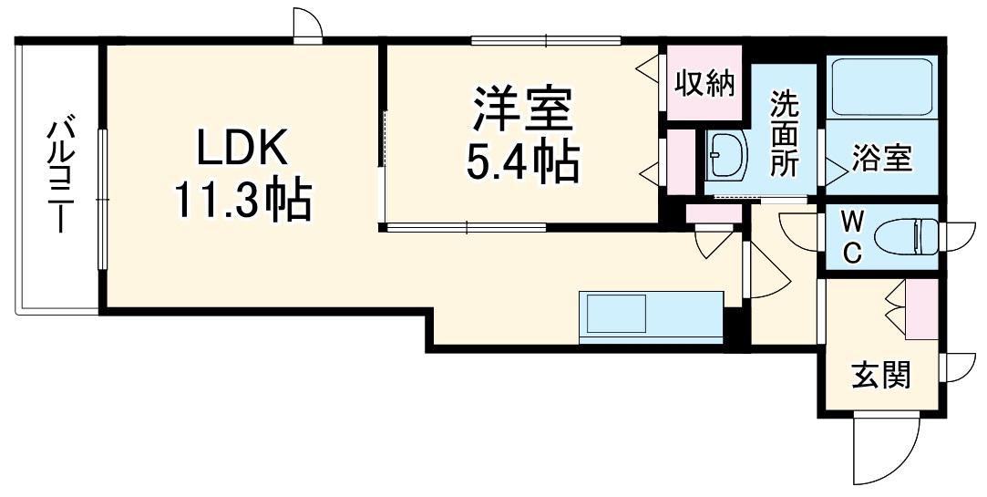 グランプリエ与野(1LDK/3階)の間取り写真