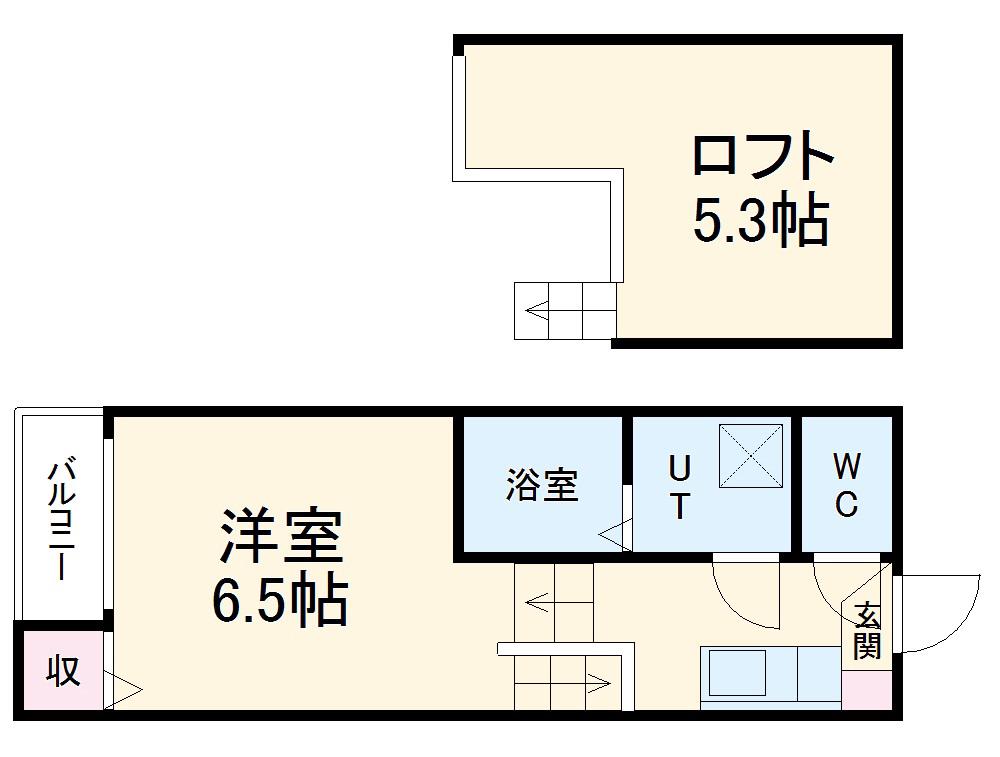 MSCOURT妙音通(1K/1階)の間取り写真