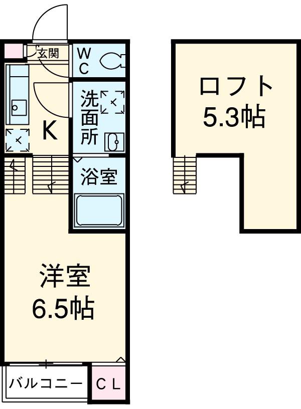 MSCOURT妙音通(1K/2階)の間取り写真