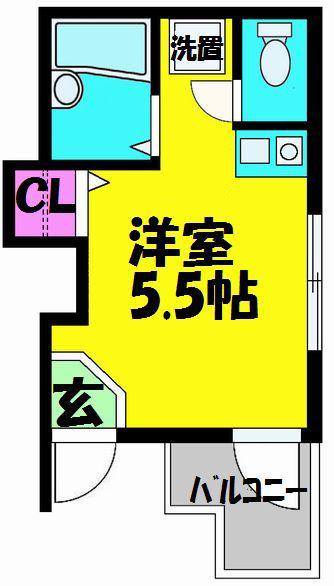 AQUA LUCE Ⅰ(ワンルーム/2階)の間取り写真