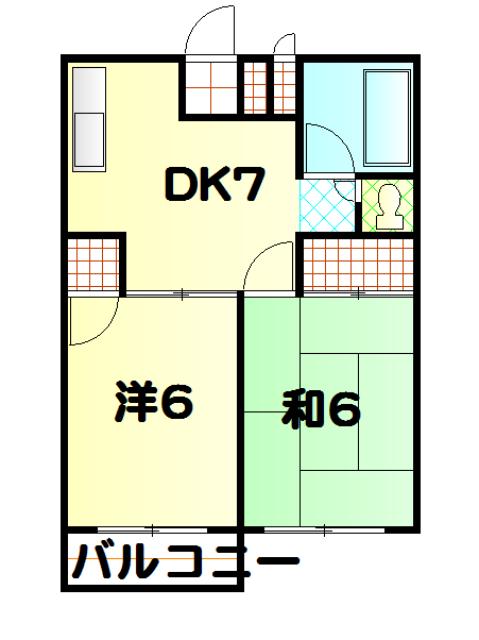 大虹シティ(2DK/1階)の間取り写真