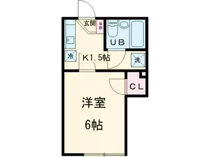 フラットK柿の木坂(1K/1階)の間取り写真