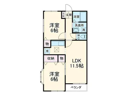 パークサイド久下(2LDK/1階)の間取り写真