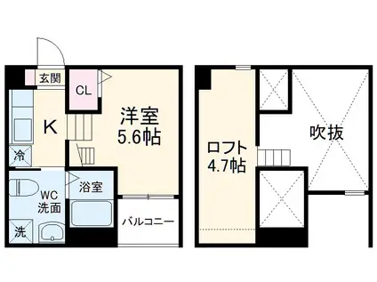青空と光のルーチェ(1K/1階)の間取り写真
