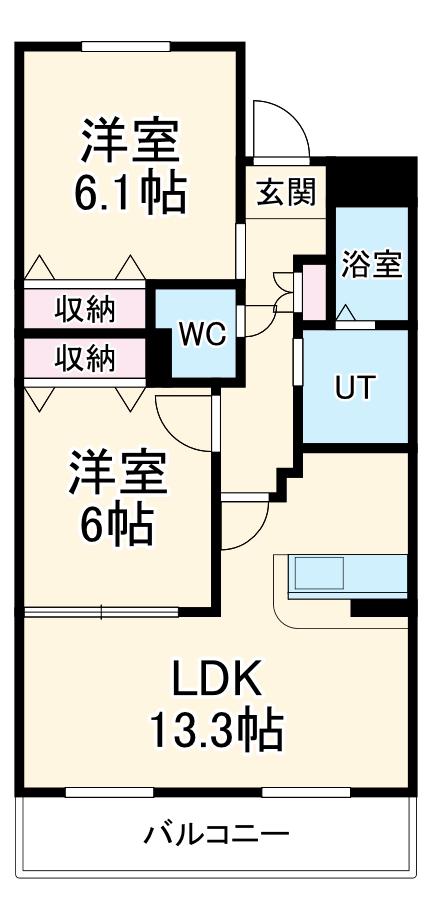 キャトル・セゾンⅡ(2LDK/1階)の間取り写真