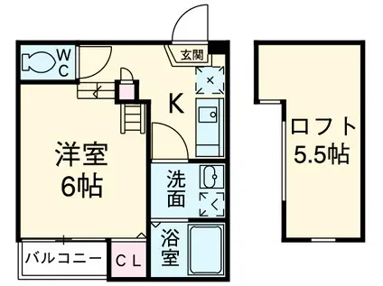 レンガース1(1K/1階)の間取り写真