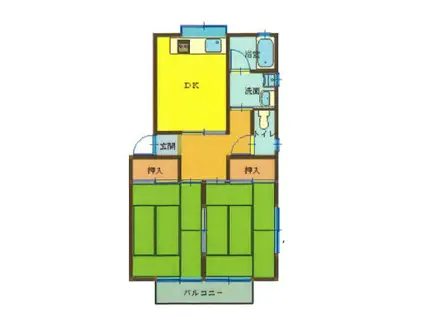 青木ハウス(2DK/1階)の間取り写真