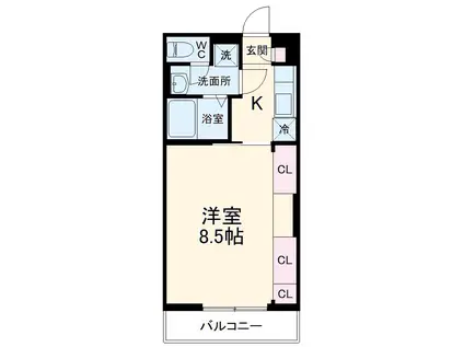 リブリ・ブライト(1K/1階)の間取り写真