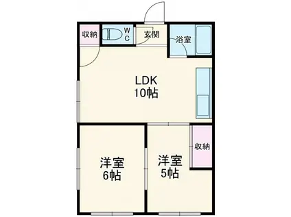 東海道本線 愛野駅(静岡) 徒歩90分 1階建 築47年(2LDK)の間取り写真