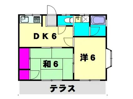 アペニイA(2DK/1階)の間取り写真
