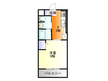 ハイツセントラルⅠ(1K/3階)の間取り写真