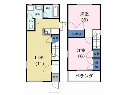 Maisonette(メゾネット)城下Ⅰ(2LDK)の間取り写真