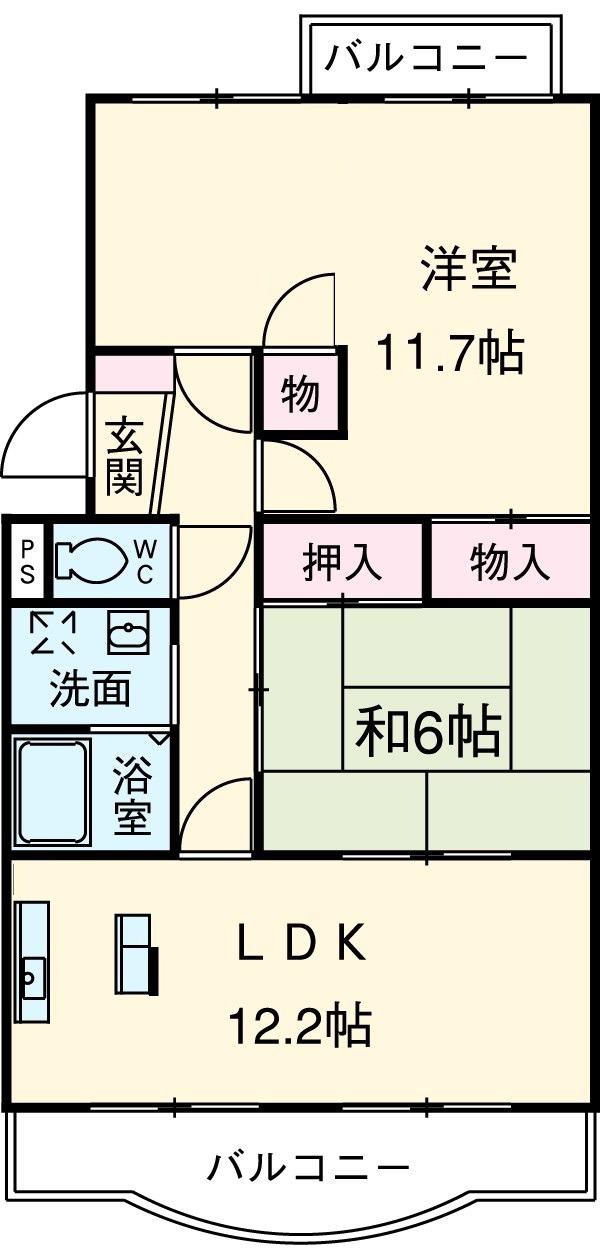 サンライズ今堤(2LDK/1階)の間取り写真