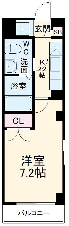 グランメール与野(1K/2階)の間取り写真