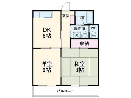 グリーンハイツ下俣南(2DK/1階)の間取り写真